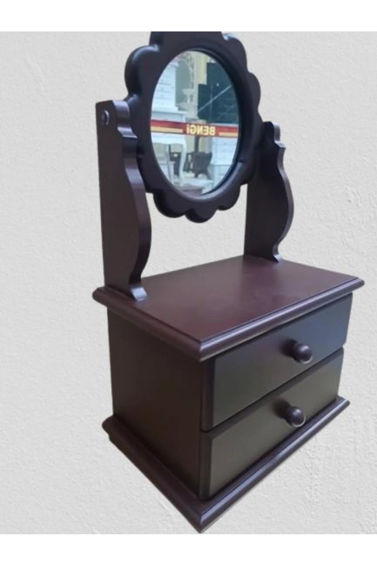 Hobi ERDL MODEL 90526 Papatya 2 Çekmeceli Aynalı Makyaj Kutusu El Yapımı - Görsel 5
