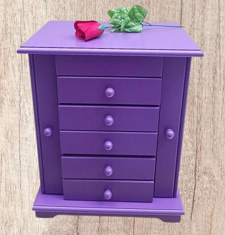 Hobi ERDL MODEL90524 7Çekmece Aynalı Makyaj Şifonyer Kutu MOR Ren