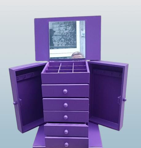 Hobi ERDL MODEL90524 7Çekmece Aynalı Makyaj Şifonyer Kutu MOR Ren