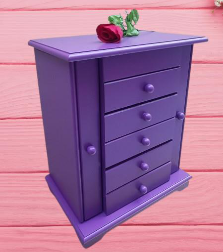 Hobi ERDL MODEL90524 7Çekmece Aynalı Makyaj Şifonyer Kutu MOR Ren