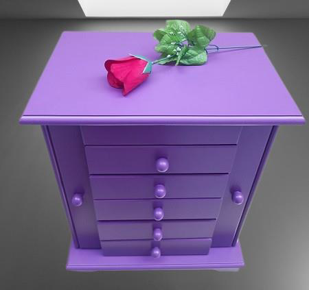 Hobi ERDL MODEL90524 7Çekmece Aynalı Makyaj Şifonyer Kutu MOR Ren