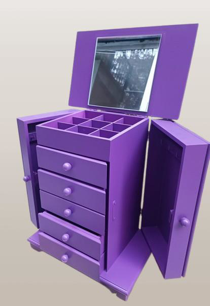 Hobi ERDL MODEL90524 7Çekmece Aynalı Makyaj Şifonyer Kutu MOR Ren