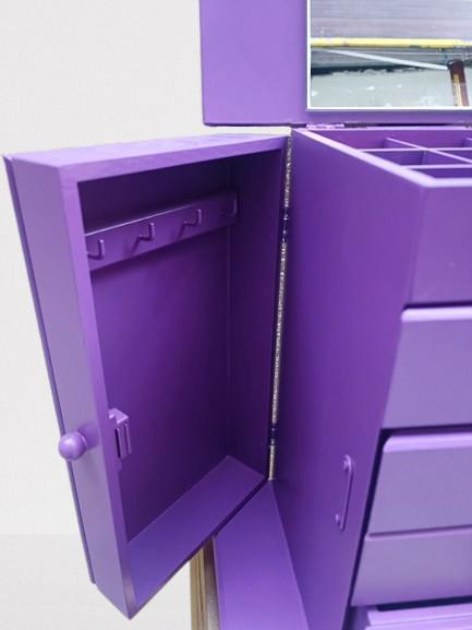 Hobi ERDL MODEL90524 7Çekmece Aynalı Makyaj Şifonyer Kutu MOR Ren