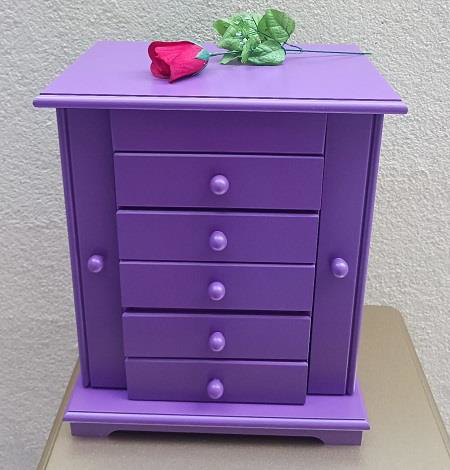 Hobi ERDL MODEL90524 7Çekmece Aynalı Makyaj Şifonyer Kutu MOR Ren