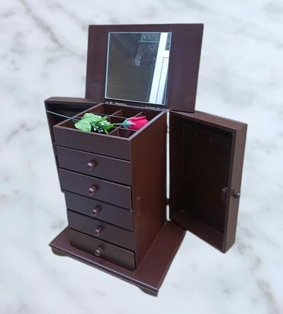 Hobi ERDL MODEL90525 7Çekmeceli Takı Şifonyer Kutu Aynalı Ceviz R