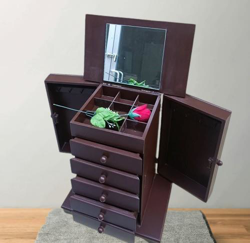 Hobi ERDL MODEL90525 7Çekmeceli Takı Şifonyer Kutu Aynalı Ceviz R