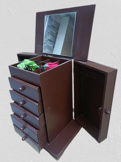 Hobi ERDL MODEL90525 7Çekmeceli Takı Şifonyer Kutu Aynalı Ceviz R