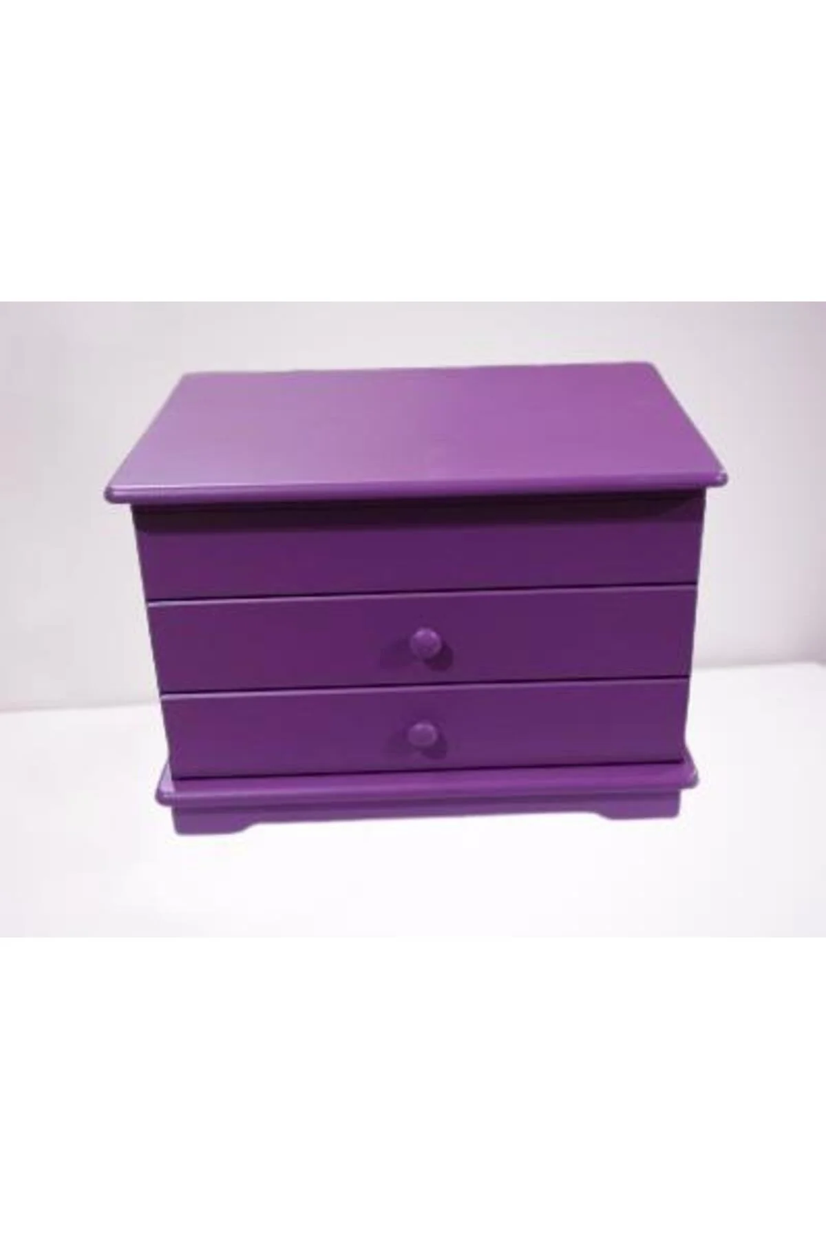 Hobi ERDL Takı Makyaj Şifonyer 90410 2Çekmc Ayna Parlak MOR Ahşap MDF El Yapım - Görsel 3