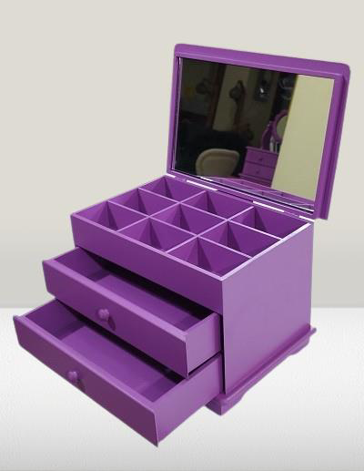 Hobi ERDL Takı Makyaj Şifonyer 90410 2Çekmc Ayna Parlak MOR Ahşap