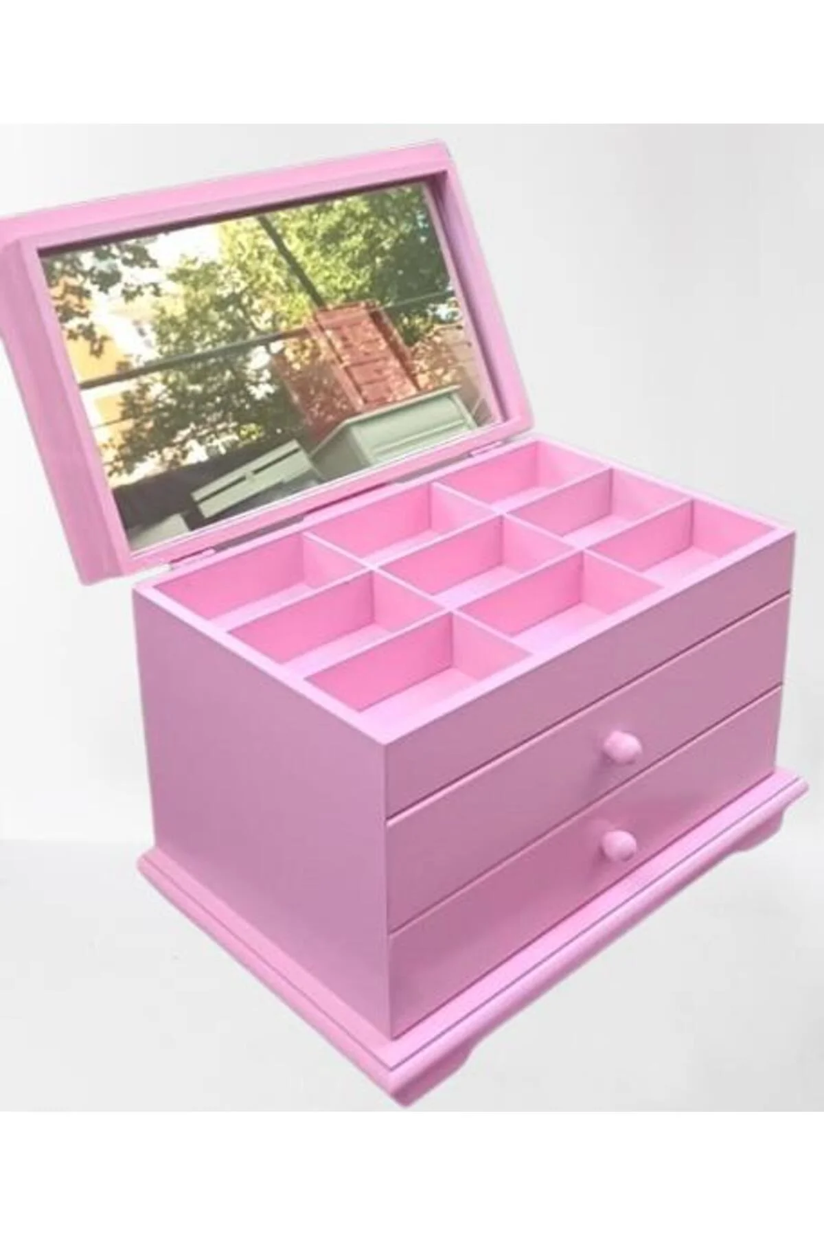 Hobi ERDL Takı Şifonyer 90390 Makyaj Kutu 2Çekmc Ayna Parlak Pembe Lake Ahşp MDF Hobi ERDL Takı Şifonyer 90390 Makyaj Kutu 2Çekmc Ayna Parlak Pembe Lake Ahşp MDF - Görsel 4