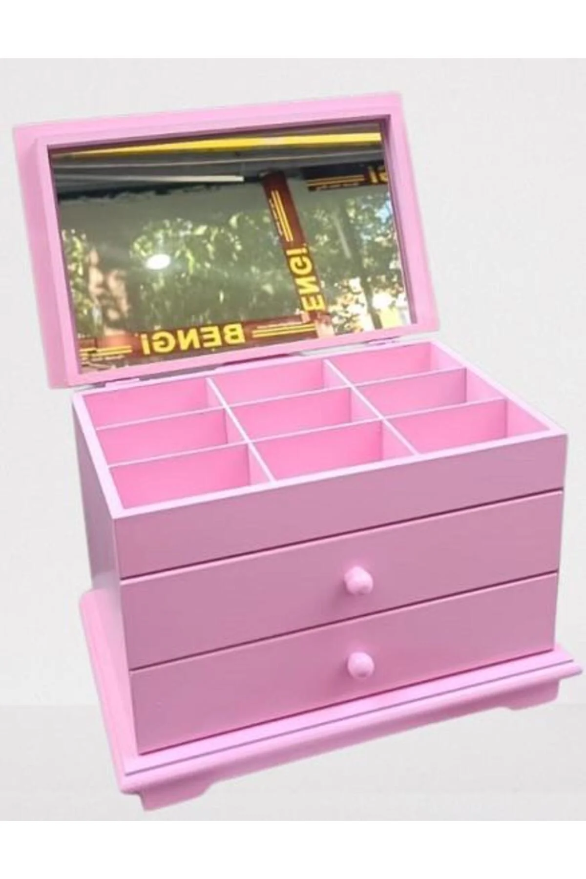Hobi ERDL Takı Şifonyer 90390 Makyaj Kutu 2Çekmc Ayna Parlak Pembe Lake Ahşp MDF Hobi ERDL Takı Şifonyer 90390 Makyaj Kutu 2Çekmc Ayna Parlak Pembe Lake Ahşp MDF - Görsel 8