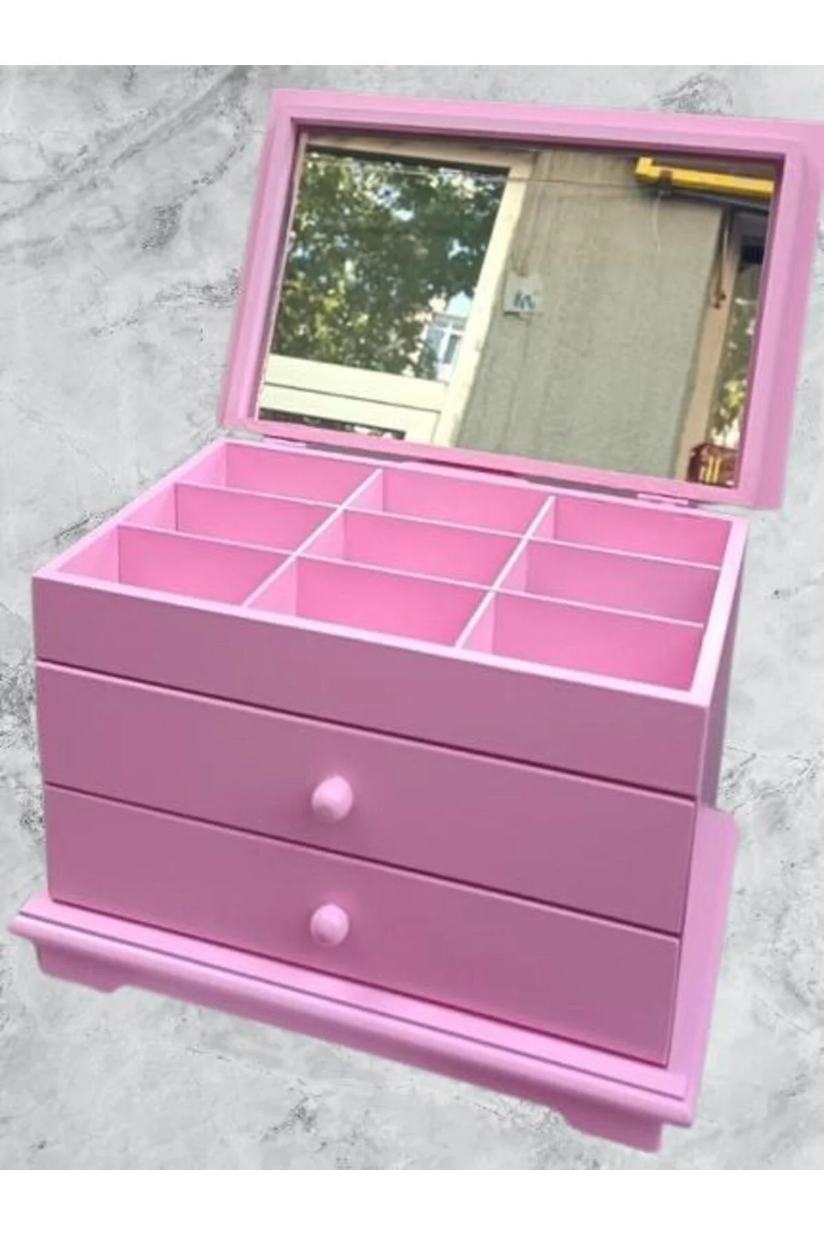 Hobi ERDL Takı Şifonyer 90390 Makyaj Kutu 2Çekmc Ayna Parlak Pembe Lake Ahşp MDF Hobi ERDL Takı Şifonyer 90390 Makyaj Kutu 2Çekmc Ayna Parlak Pembe Lake Ahşp MDF - Görsel 7