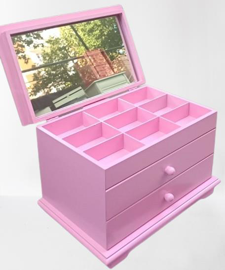 Hobi ERDL Takı Şifonyer 90390 Makyaj Kutu 2Çekmc Ayna Parlak Pemb