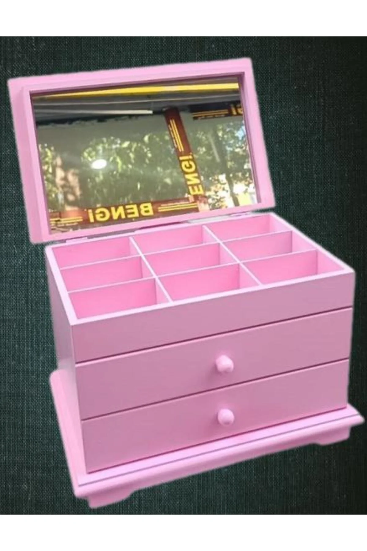 Hobi ERDL Takı Şifonyer 90390 Makyaj Kutu 2Çekmc Ayna Parlak Pembe Lake Ahşp MDF Hobi ERDL Takı Şifonyer 90390 Makyaj Kutu 2Çekmc Ayna Parlak Pembe Lake Ahşp MDF - Görsel 2