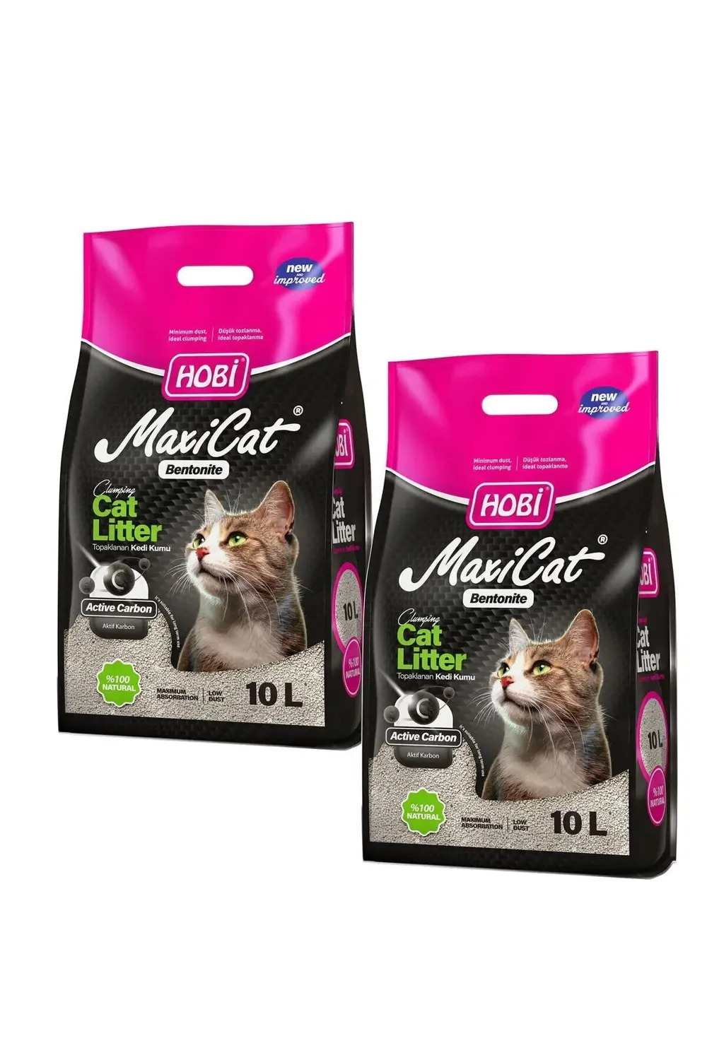 Hobi Maxicat Aktif Karbonlu Bentonit Kedi Kumu 10 Litre x 2 Adet