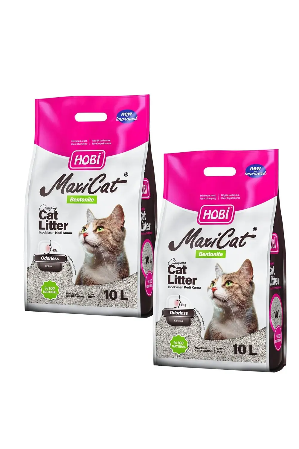 Hobi Maxicat Kokusuz Bentonit Kedi Kumu 10 Litre x 2 Adet