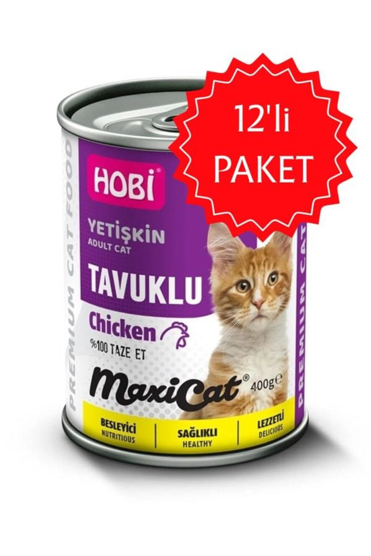 Hobi Maxicat Tavuklu Yetişkin Kedi Konservesi 400 gr 12'li Paket