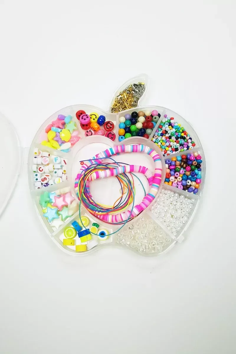 Hobi Takı Tasarım Seti Boncuk Harf Gülen Surat Temalı Klipsli Ful