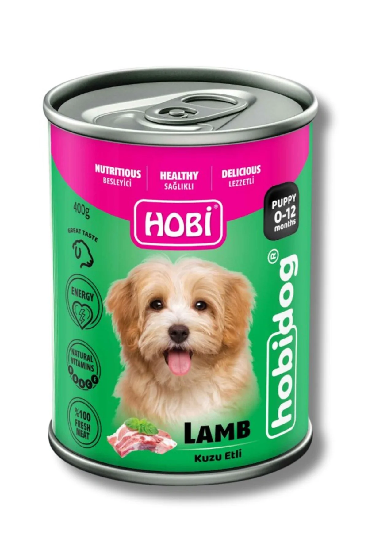 Hobidog Kuzu Etli Yavru Köpek Konservesi 400 Gr x 6 Adet | Tam ve