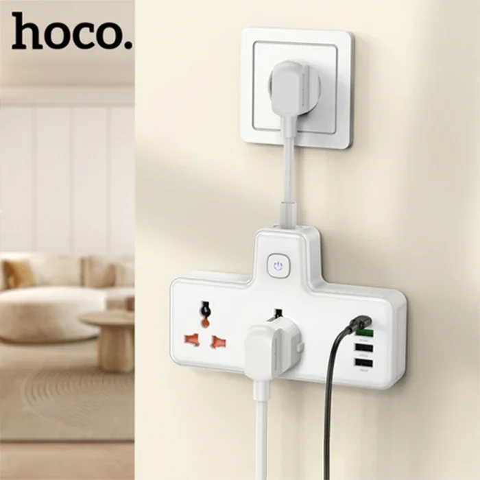 HOCO AC12A 2500W 2 Priz + 3 USB + 30W Type-C Multifonksiyonel Priz Çoğaltıcı Şarj Aleti-1852
