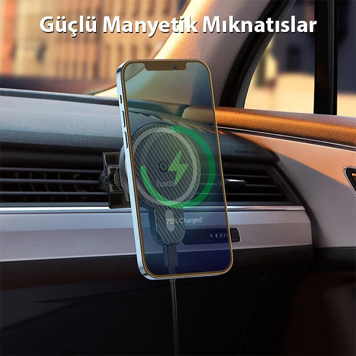 HOCO CA85 Araç Havalandırma Bölmesi 15W Kablosuz Hızlı Şarj Telefon Tutucu-1852 HOCO CA85 Araç Havalandırma Bölmesi 15W Kablosuz Hızlı Şarj Telefon Tutucu-1852