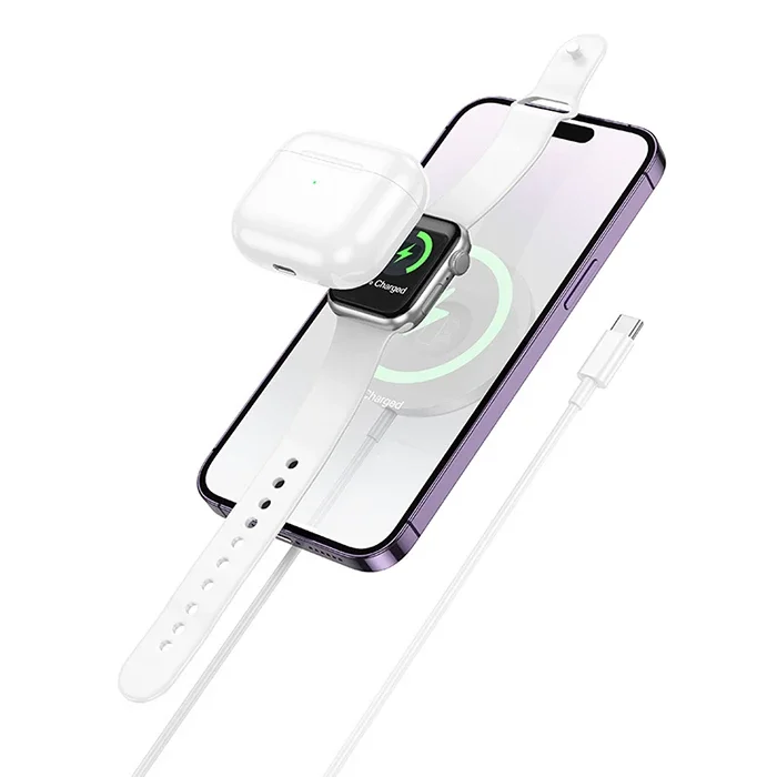 HOCO CW50 15W AirPods + Apple Watch+iPhone 3in1 Kablosuz Manyetik Hızlı Şarj Aleti-1852