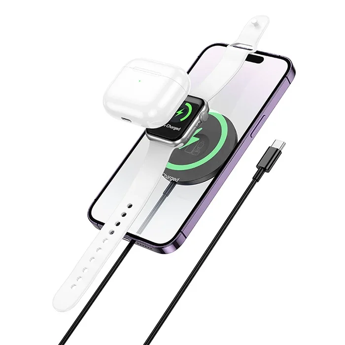 HOCO CW50 15W AirPods + Apple Watch+iPhone 3in1 Kablosuz Manyetik Hızlı Şarj Aleti-1852