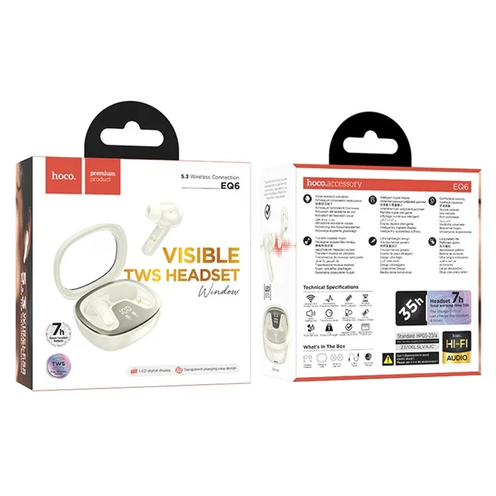 HOCO EQ6 Göstergeli TWS Bluetooth 5.3 Kablosuz Stereo Kulakiçi Kulaklık-1852