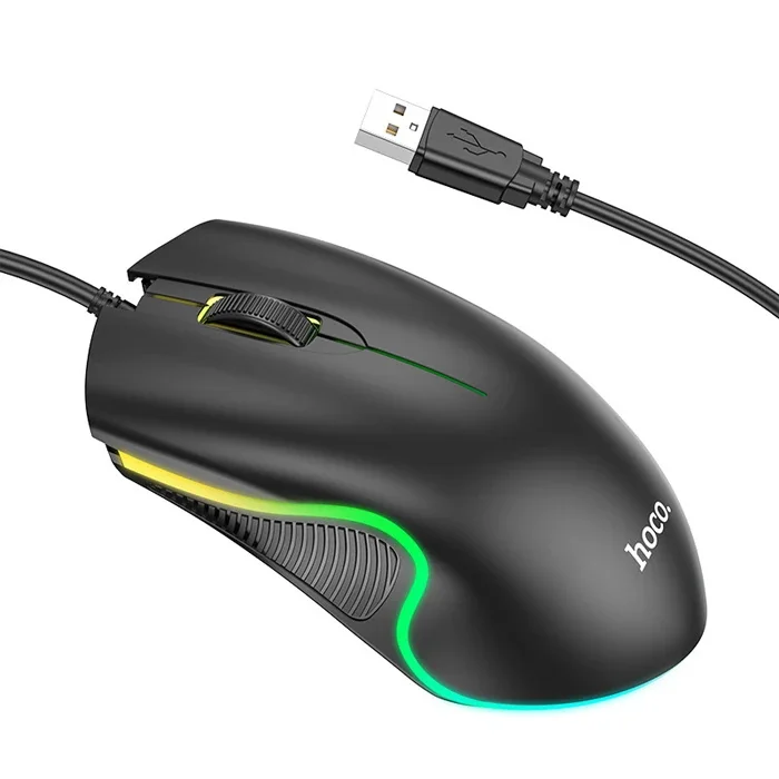 HOCO GM19 RGB LED Işıklı Gamer Oyuncu Kablolu Optik Mouse-1852