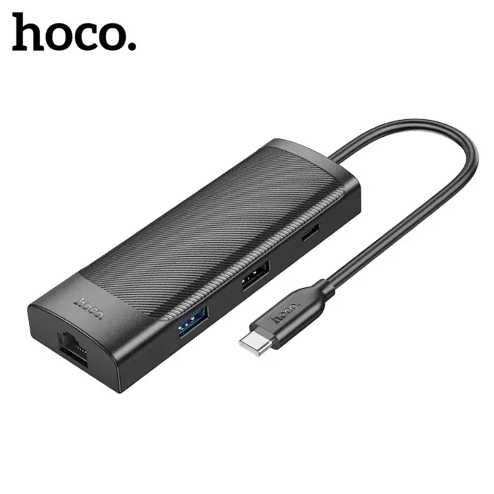 Hoco HB44 Type-C to HDMI + RJ45 + 100Mbps + SD/TF + USB3.0 + USB2.0 PD + 4K 30Hz Hub-1852