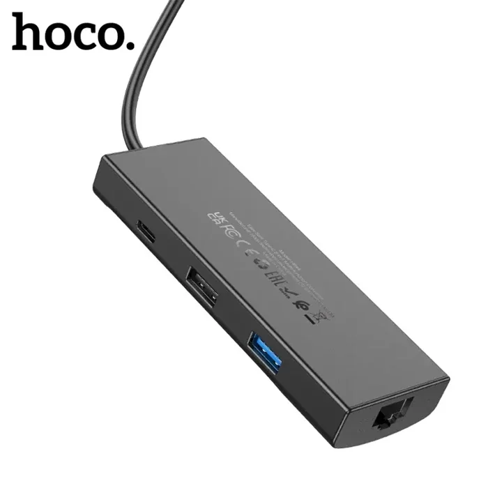 Hoco HB44 Type-C to HDMI + RJ45 + 100Mbps + SD/TF + USB3.0 + USB2.0 PD + 4K 30Hz Hub-1852