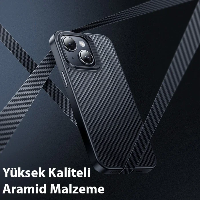 Hoco iPhone 15 Plus AS7 Kevlar Kılıf Manyetik Magsafeli Telefon Kılıfı-1852