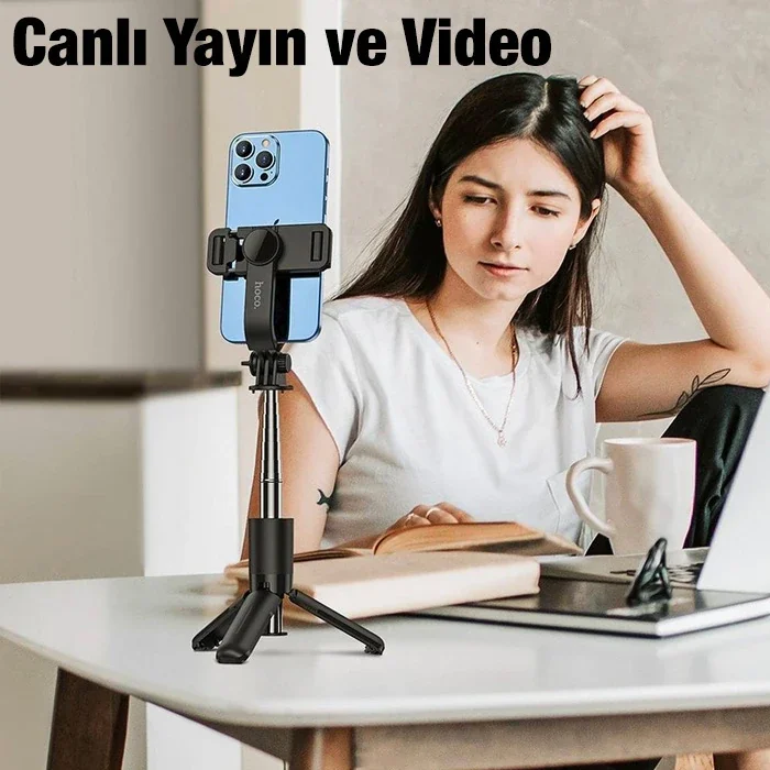 HOCO K17 Bluetooth Uzaktan Kontrol Selfie Çubuğu Tripod Mini Canlı Yayın Standı-1852