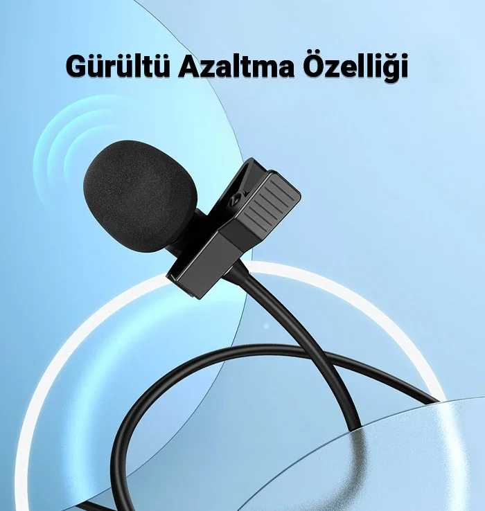 HOCO L14 iPhone Lightning Kablolu Profesyonel Yayıncı Yaka Mikrofonu 2mt-1852