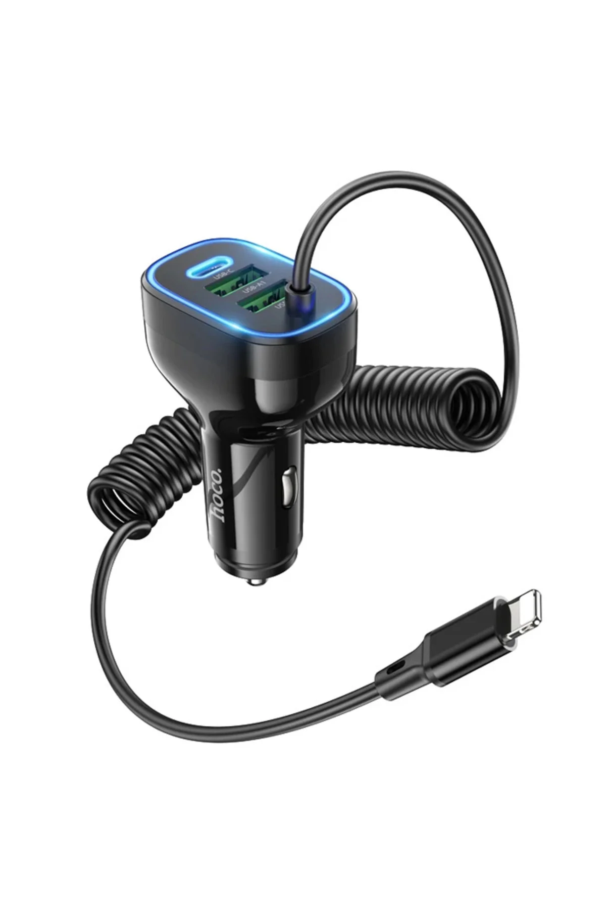 Hoco Nz11A 30W 2 Usb+ Type-C Girişli Iphone Kablolu Araç Çakmaklı