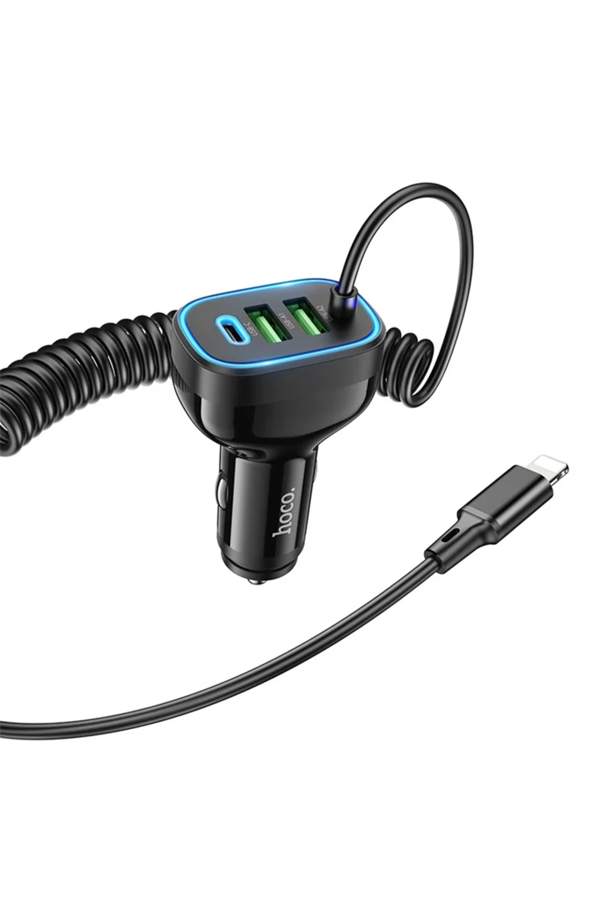Hoco Nz11A 30W 2 Usb+ Type-C Girişli Iphone Kablolu Araç Çakmaklı
