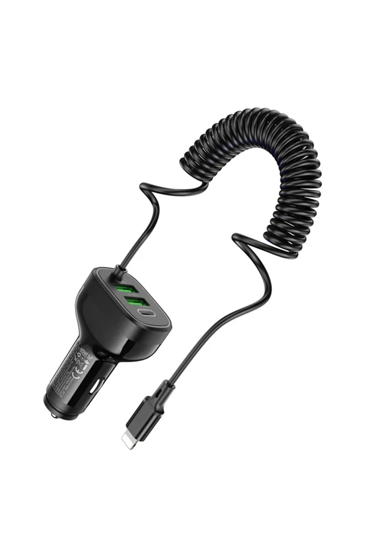 Hoco Nz11A 30W 2 Usb+ Type-C Girişli Iphone Kablolu Araç Çakmaklı