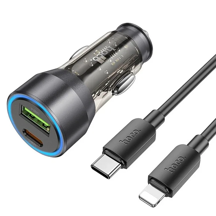HOCO NZ12A Action PD43W USB + Type-C Araç Çakmaklık Hızlı Şarj Aleti + Type-C to iPhone Lightning Ka-1852 HOCO NZ12A Action PD43W USB + Type-C Araç Çakmaklık Hızlı Şarj Aleti + Type-C to iPhone Lightning Ka-1852