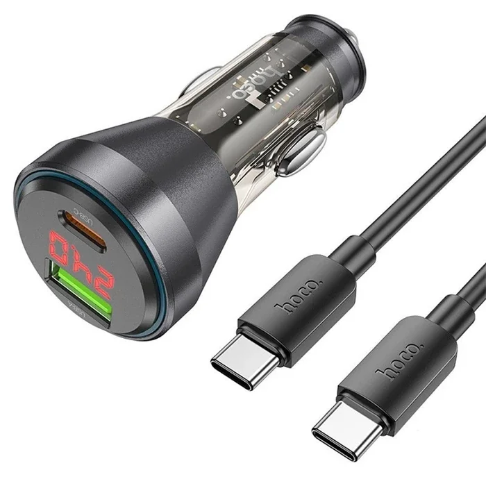 HOCO NZ12B Unimpeded PD48W USB + Type-C Araç Çakmaklı Hızlı Şarj Aleti + Type-C to Type-C Kablo-1852 HOCO NZ12B Unimpeded PD48W USB + Type-C Araç Çakmaklı Hızlı Şarj Aleti + Type-C to Type-C Kablo-1852