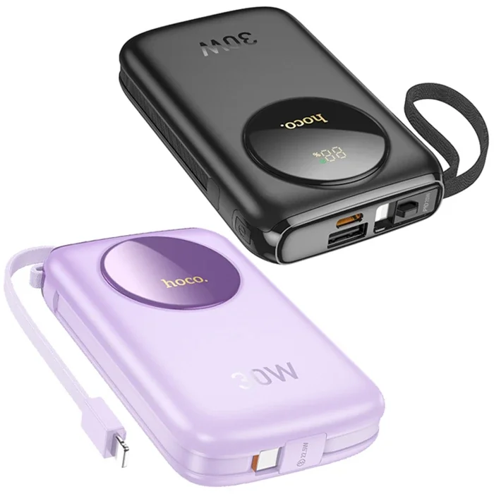HOCO Q19 Lucky 10000mAh 30W Dijital Göstergeli Kablolu Powerbank-1852