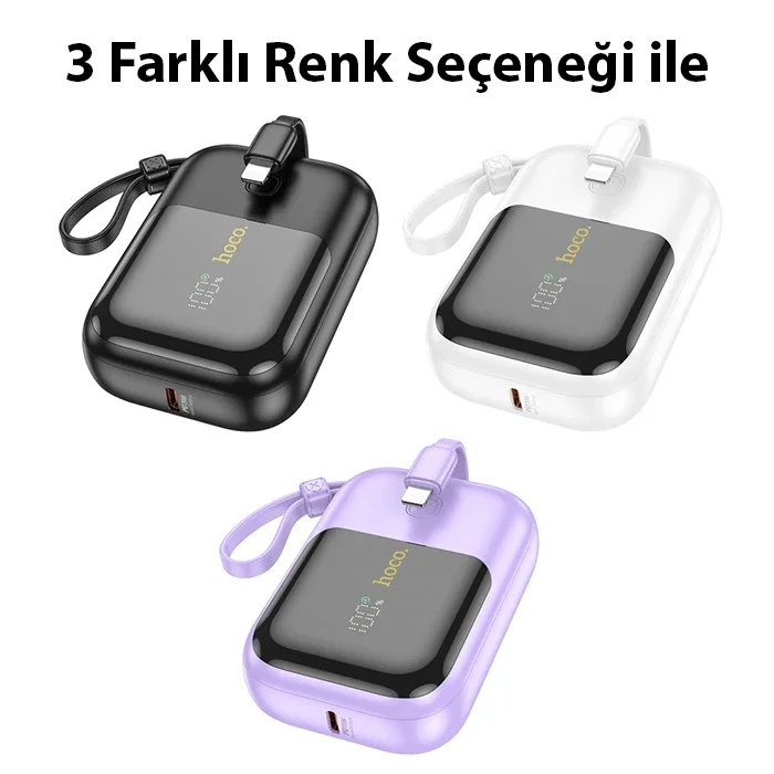 HOCO Q20 Fountain 10000mAh 22.5W+PD20W Dijital Göstergeli Kablolu Powerbank-1852 HOCO Q20 Fountain 10000mAh 22.5W+PD20W Dijital Göstergeli Kablolu Powerbank-1852