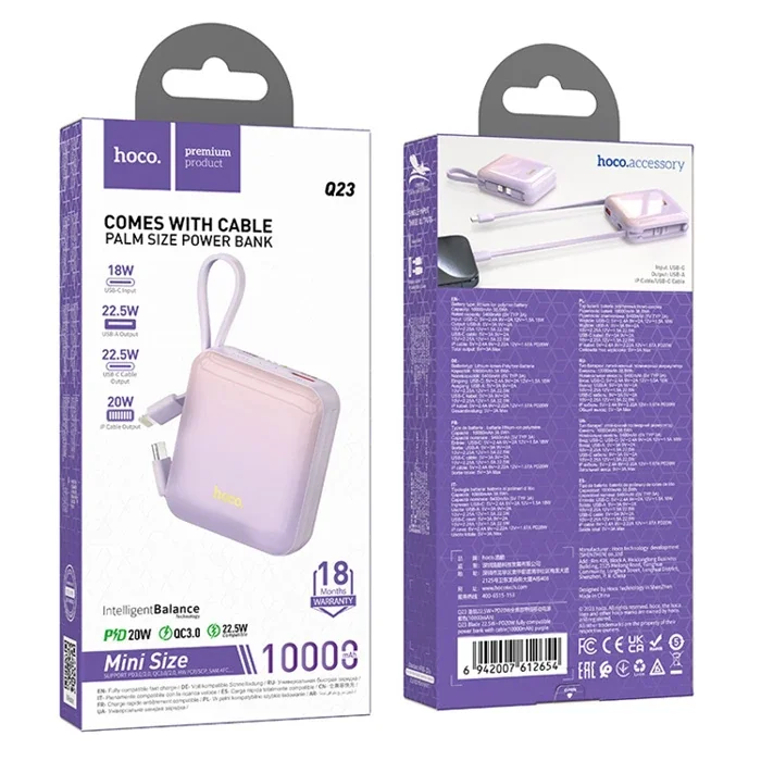 HOCO Q23 Blade 10000mAh 22.5W+PD20W Kablolu Powerbank-1852