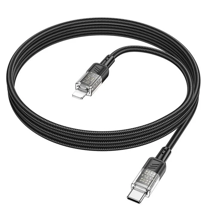 Hoco U129 Transparan Type-C to Lightning Data ve Şarj Kablosu 1m-1852 Hoco U129 Transparan Type-C to Lightning Data ve Şarj Kablosu 1m-1852