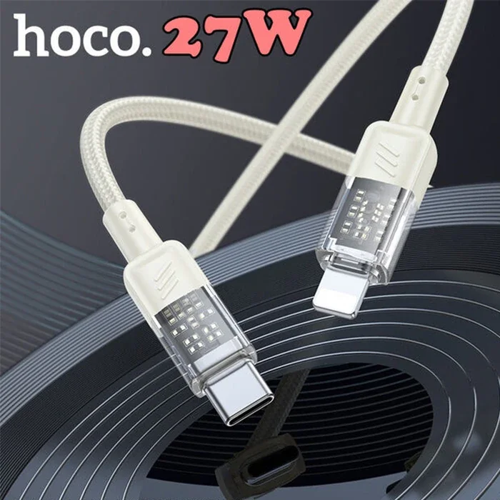 Hoco U129 Transparan Type-C to Lightning Data ve Şarj Kablosu 1m-1852 Hoco U129 Transparan Type-C to Lightning Data ve Şarj Kablosu 1m-1852