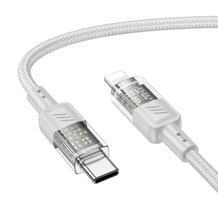 Hoco U129 Transparan Type-C to Lightning Data ve Şarj Kablosu 1m-1852 Hoco U129 Transparan Type-C to Lightning Data ve Şarj Kablosu 1m-1852