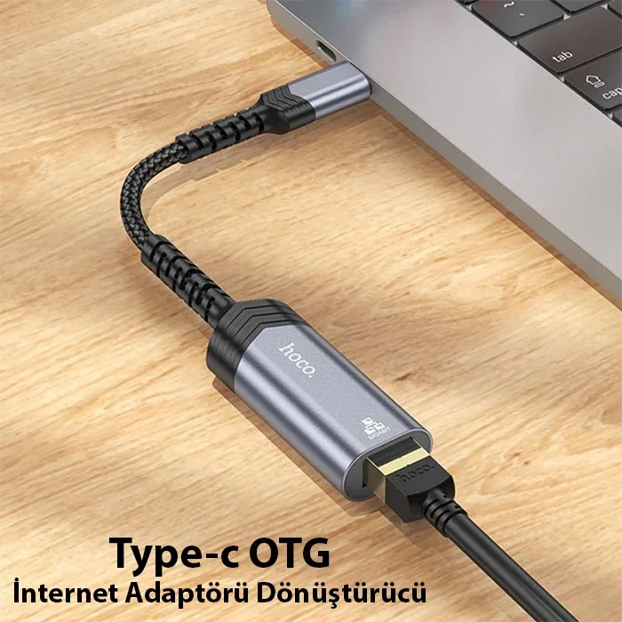 Hoco UA26 Type-c OTG RJ45 İnternet Adaptörü Dönüştürücü 1000 Mbps-1852
