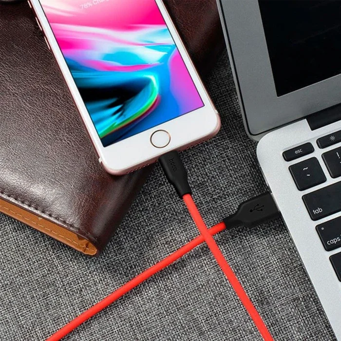 HOCO X21 USB to iPhone Lightning 2A Silikon Hızlı Şarj ve Data Kablosu-1852