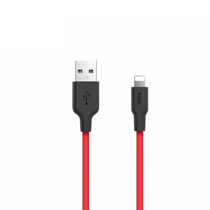 HOCO X21 USB to iPhone Lightning 2A Silikon Hızlı Şarj ve Data Kablosu-1852