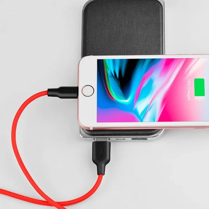 HOCO X21 USB to iPhone Lightning 2A Silikon Hızlı Şarj ve Data Kablosu-1852