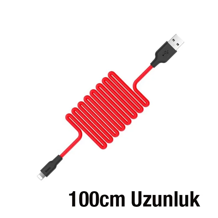 HOCO X21 USB to iPhone Lightning 2A Silikon Hızlı Şarj ve Data Kablosu-1852